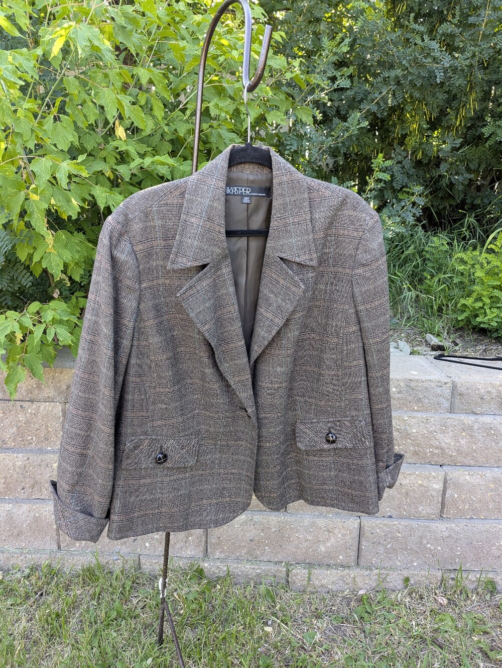 Plus Sized Plaid Blazer Jacket Dark Academia Preppy Corpcore Office Siren - Picture 6 of 16